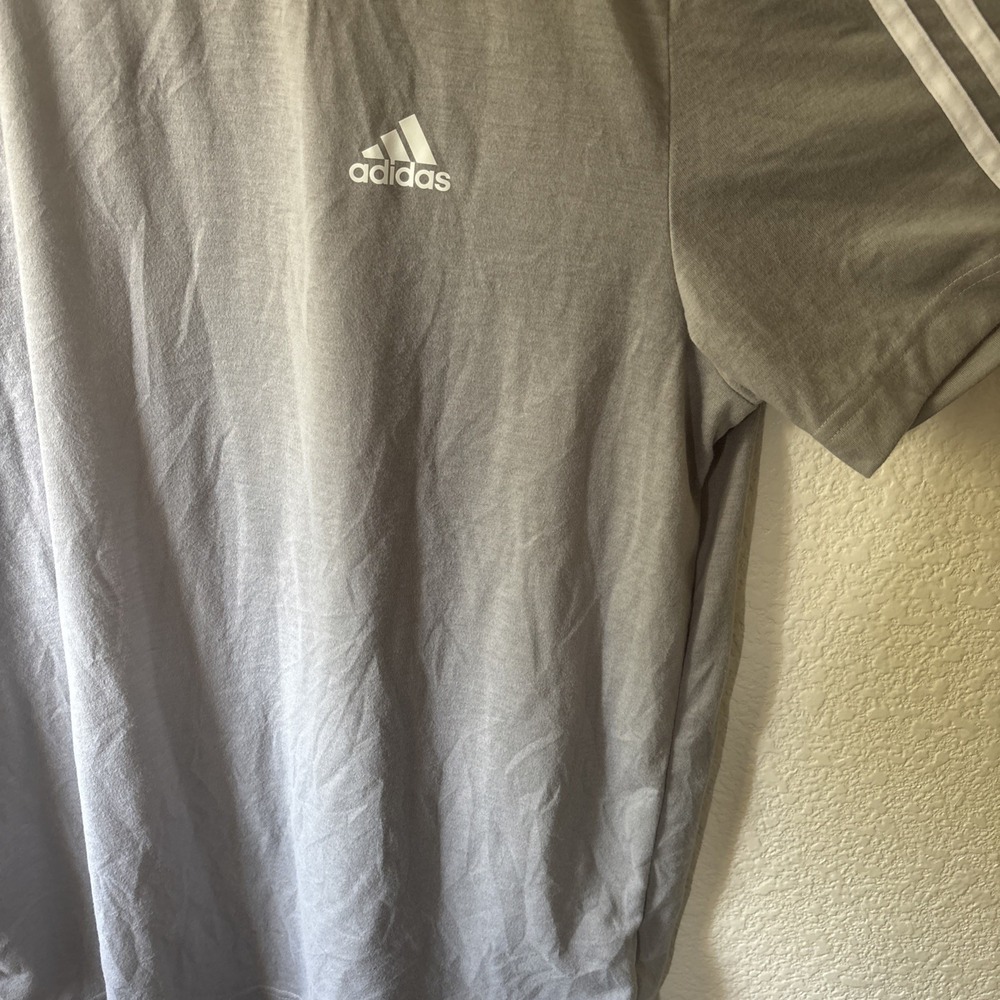 Adidas T-Shirt Mens Size XL Gray 3-Stripe Short Sleeve - Picture 10 of 16